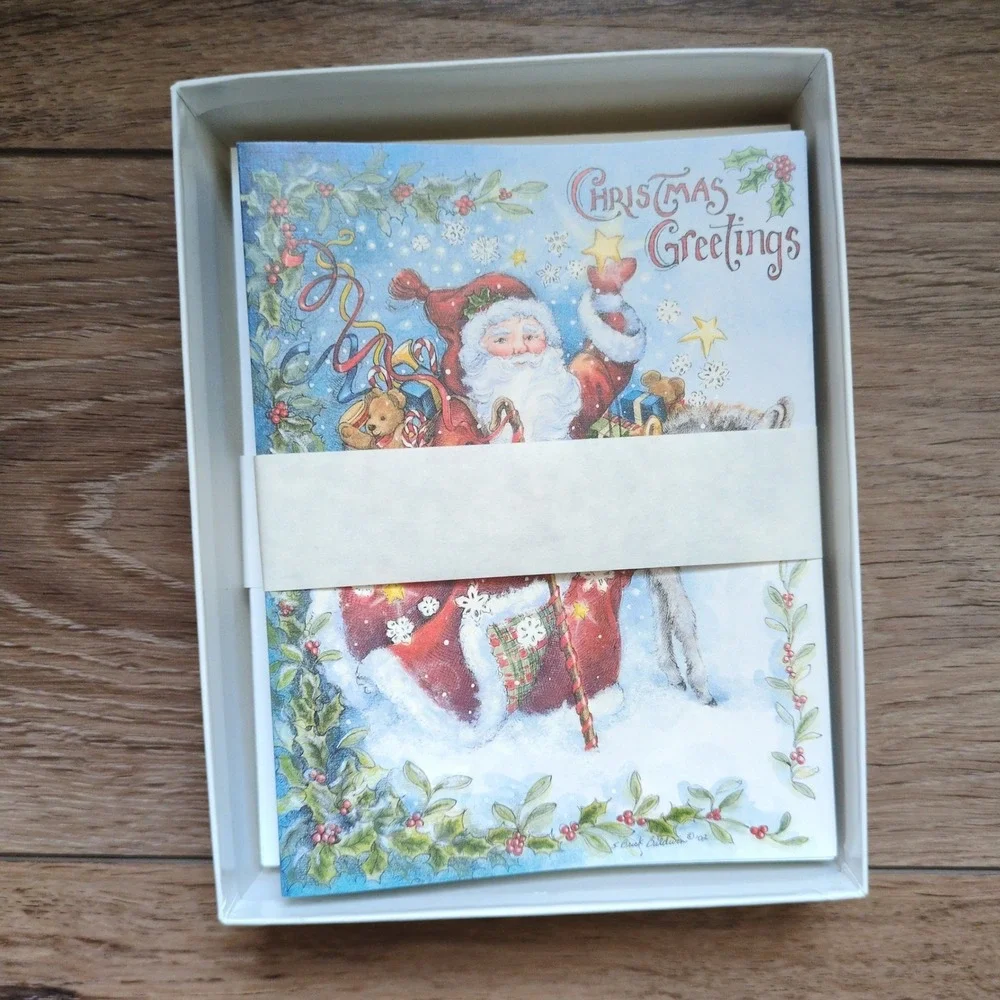 Vtg Y2K Main Street Press Santa Christmas Cards Sherri Buck Baldwin 19 Count